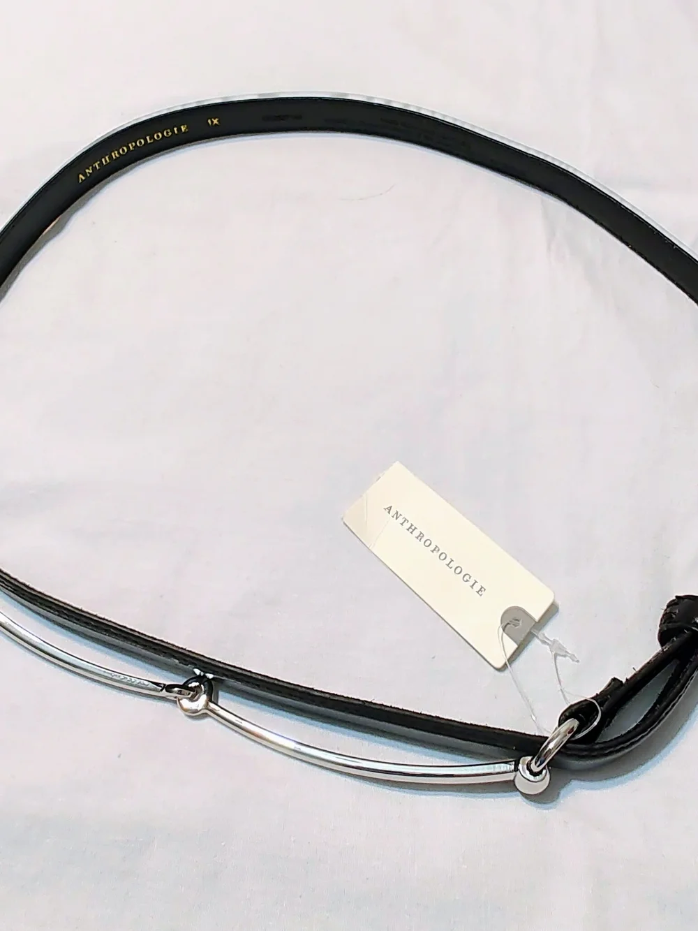 Anthropologie Black Horsebit Leather Belt